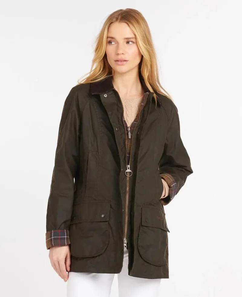 Barbour Ladies Beadnell Wax Jacket Olive-1